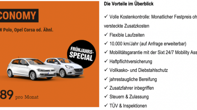 SIXT Flat – Frühjahrs-Special in der CORONA-KRISE: Das Auto-Abo ab nur 199€ pro Monat